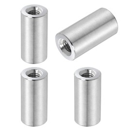sourcing map 4Pcs M8x1.25mm Round Coupling Nuts, 0.63x1.38 Inch(ODxH)304 Stainless Steel Connector Nut Fasteners Rod Hardware Nuts for Threaded Rod, Industrial Construction Fasteners, Silver