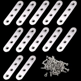 BESTU Straight Plate, Stainless Steel Joint Metal Fittings, 12 Pieces, 3.1 x 0.7 x 0.1 inches (78 x 18 x 2 mm), Flat Plate, Plate Hardware, Furniture Fixing Plate, Bracket Hardware with Screws