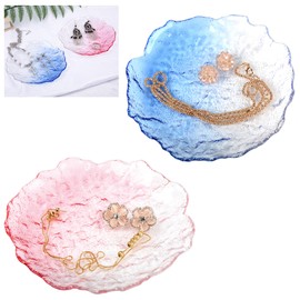 NUOYIA Set of 2 Crystal Jewelry Tray, Trinket Dish Vanity Ring Tray for More Jewelry, Ring Dish Jewelry Tray Vanity Decorative Accessories for Home Décor Bathroom