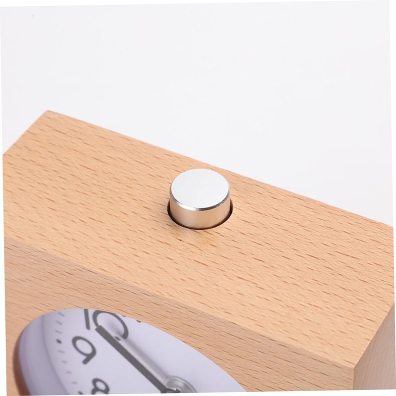 Mobestech Creative Wooden Square Alarm Clock with Night Light Snooze