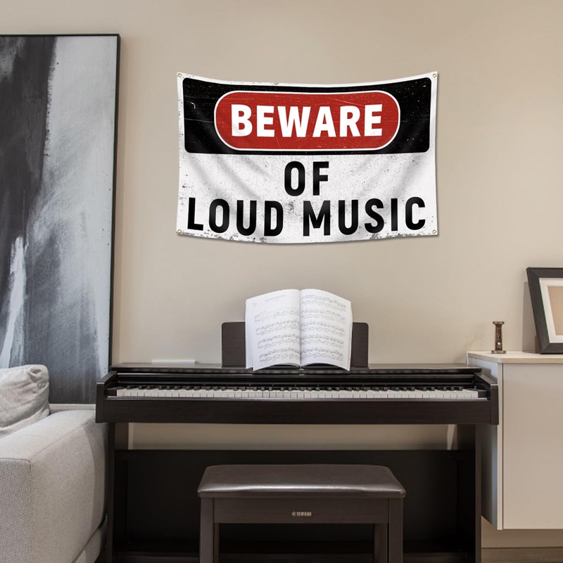 Beware of Loud Music Flag 3x5 Ft Double Stitched Music