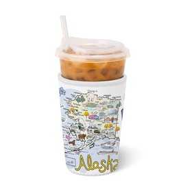 Swig Life Medium Iced Cup Coolie, Standard 22oz Iced Coffee Cup Insulator Sleeve with Handle, Neoprene Insulated Coolie Keeps Drinks Cold (Alaska)