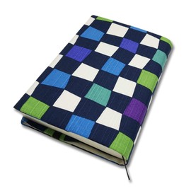 Book Cover, Japanese Design, Adjustable Size, Reading, Made in Japan, Bookmark Included, Japanese Goods, Stylish, Gift (Checkered Blue, B6, 46 han, Single Book)