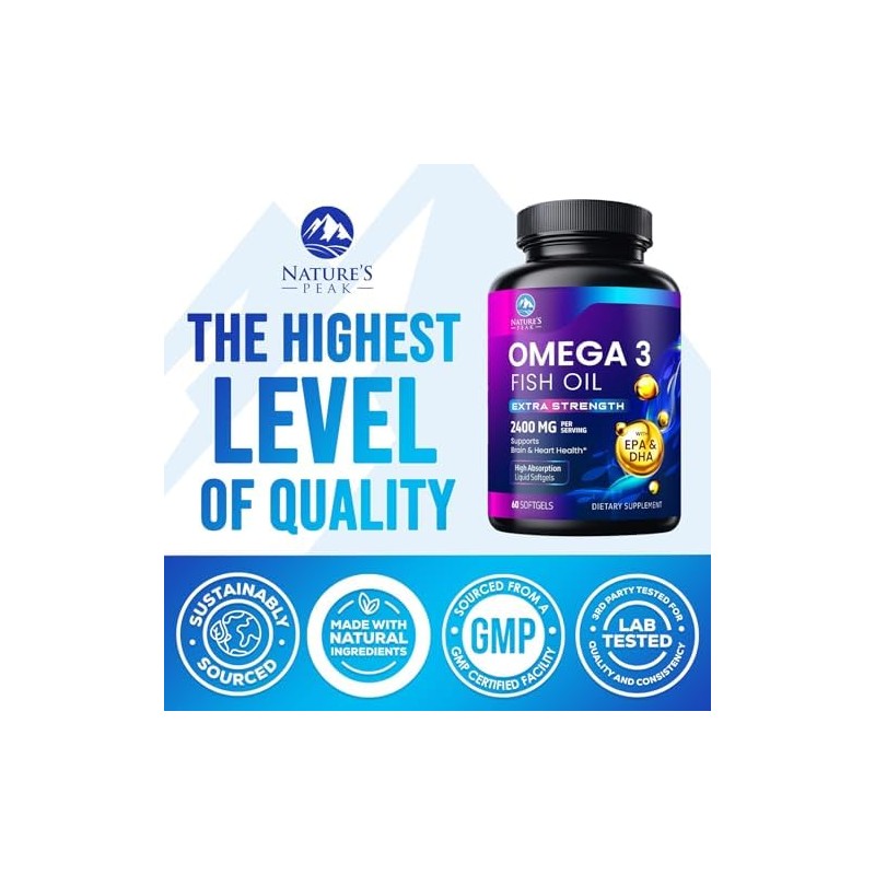 Natures Peak Suplemento de aceite de pescado Omega 3 de