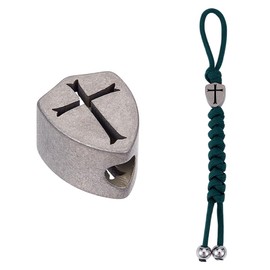 nbeads Lanyard Beads Made of Cross Alloy, Titanium Lanyard Beads Shield with Cross Spacer EDC Pendant Beads for Lanyard Key Chain Bracelet, Platinum Colour