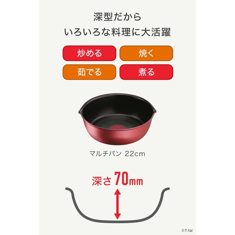 Tefal L38383 Multi-Pan, Removable Handle, 8.7 inches (22 cm), Compatible