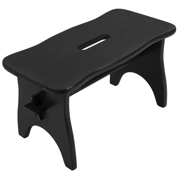 Creative Deco Black Wooden Small Foot Step Stool Chair Rest | 38 x 19 x 21 cm | Pinewood Bench Footstool | Perfect for House, Home Decor, Kitchen, Kids, Toddler, Child, Nursery