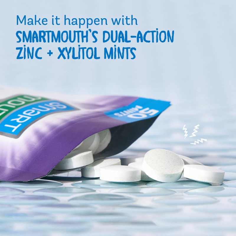 SmartMouth Dry Mouth Mints, Sugar-Free, 50 Count, 4 Pack, Mellow