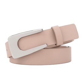 FABULOUS AGE Womens Belts for Jeans Pants, 0.94" Fashion Genuine Leather Belts for Women, Pink Work Casual Trendy Designer Womens Belt with Silver Buckle