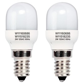 2 bombillas LED de repuesto para refrigerador W11518235 W11160686, 120 V, 2 W, se adapta a Whirlpool Kenmore bombilla de refrigerador W10865839, WPW10473925, W10473925, W10574850, W10809515