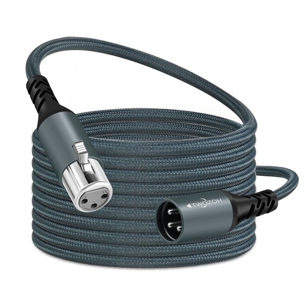 Twozoh Professional XLR Cable 2 m, Braided Balanced 3-Pin XLR