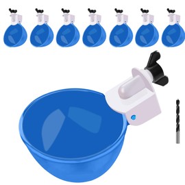 Chicken Waterer Cups, 8 Packs Blue Large Chicken Watering Cups, Automatic Chicken Water Cups, Tee Fittings Poultry Feeder Cups Suitable for Chicken, Duck, Goose, Turkey with Mounting Hole Opener