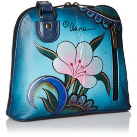 Anna by Anuschka Leather Small Multi Compartment Zip-Around Organiser, Denim Paisley Floral