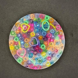 Beaded Picky Pad with Pearl & Chain Link Fidgets 4 x 4 Inch Tactile Escape for Restless Hands, Soft Beads, and Pearl Accents anxiety stress