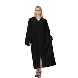 Unisex Matte Choir Robes for Church &Graduation Gown Only,Graduation Robe,Pulpit Robes and Judge Robes, Black, 45 Plus