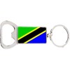 Tanzania Rectangle Bottle Opener Metal Keyring and Velvet Gift Bag