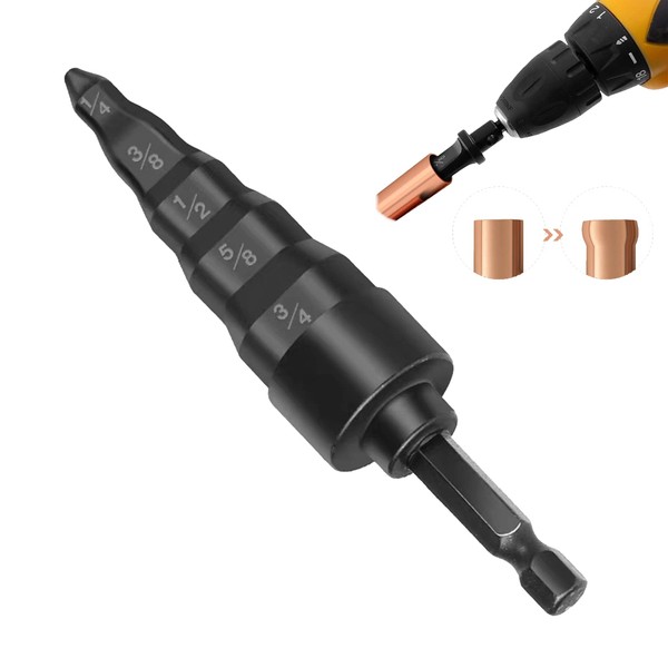 HVAC Repair Tool, Swage Tube Expander 5 in 1 Air Conditioner Copper Pipe Expander Swaging Drill Set Copper Tubing Tool with 1/4, 3/8, 1/2, 5/8, 3/4 Bits