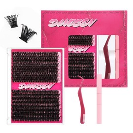 DIY Eyelash Extension Kit Individual Lashes Cluster D Curl Mix Lash Clusters with Bond and Seal and tweezers kit Lash Extensions (60D+80D)