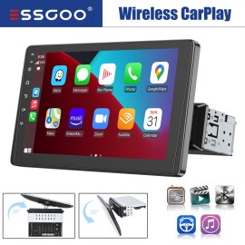 ESSGOO 9" Single DIN Wireless Apple CarPlay Android Auto Car Stereo Touch Screen USB FM