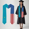 2025 Kazakhstan Flag and USA Flag Graduation Stole Graduation Sash