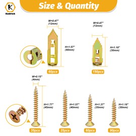 Kadrick 420Pcs Self Drilling Drywall Anchors with Screws Assortment，Zinc Plated,2025 Upgraded Hollow Wall 2 Sizes Anchors and 4 Sizes Screws Kit, Easy Application No Drill or Holes in Wall