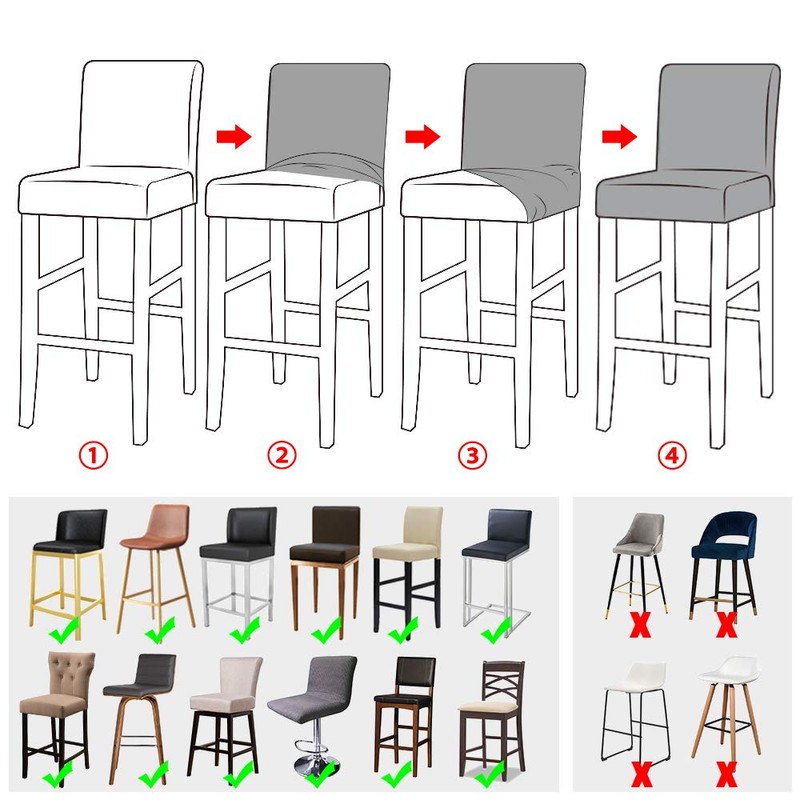 Lellen Jacquard Bar Chair Stool Cover - 4 Pack Stretch