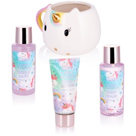 BRUBAKER Cosmetics 4-Piece Unicorn Bath and Shower Set Cherry Blossom Fragrance in Unicorn Cup