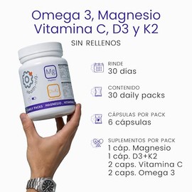 Multivitamínico Completo en Sobres Diarios (30 Días) – Omega 3, Magnesio Glicinato, Vitaminas C, D3 y K2 – Vitamin Packs Prácticos y Portátiles de Fác