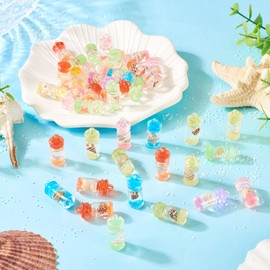 Bestewelry 50Pcs Wishing Bottle Charms Pendants Cute Luminous Mini Wishing Bottle Charms Ocean Theme Resin Bottle Charm with Shell for Bracelets Necklace Earrings Jewelry Making