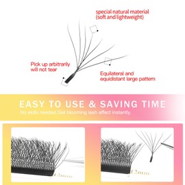 XIUSUZAKI W Lash Extensions 7D Eyelash Extensions W Shape 0.07mm Thickness D Curl Mix 8-15mm Premade Fans Individual Lashes Volume Matte Black 12 Rows Crisscross False Eyelashes(W-7D-0.07-D,8-15mm)