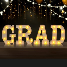 Grad Light Up Letters for 2025 Graduation Party Decorations, Grad 2025 Graduation Decorations, Kindergarten Preschool High School College Wall Table Decor Party Supplies