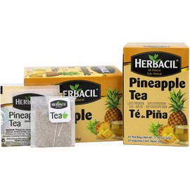 Herbacil Pineapple Tea, Herbal Tea with Dehydrated Pineapple Fruit, Caffeine - Free, 2-Pack of 25 bags per box (50 Tea Bags)