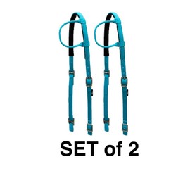 Majestic Ally Nylon Padded Sliding Single Ear Headstall for Horses- Set of 2 - Multiple Colors (Turquoise, Full)