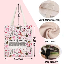 Country Music Lover Gift Country Cowboy Tote Bag Guitar Music Gift Country Girl Shoulder Bag Cowgirl Boots Gifts (Country Music)