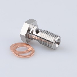 AC PERFORMANCE Banjo Bolt M10 x 1.25 (20mm UHL) Stainless Steel with Copper Washers