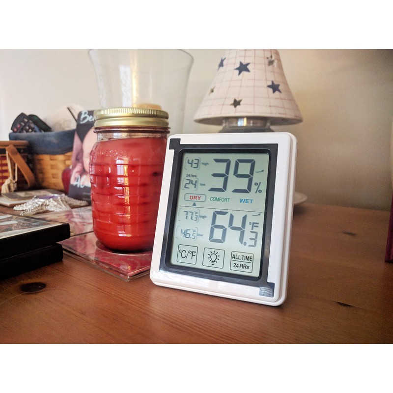 Digital Indoor Thermometer and Humidity Meter - Battery Operated, Tabletop/Magnet-Mountable