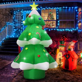 Fashionlite 9ft Christmas Inflatable Xmas Tree with Multicolor Changing LED Lights Yard Decorations, Blow Up Inflatables for Indoor Outdoor Easter Home Garden Family Prop Lawn Decoration, Green