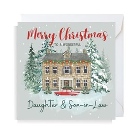 Second Ave Daughter & Son-in-Law Christmas House Square Xmas Holiday Festive Greetings Card