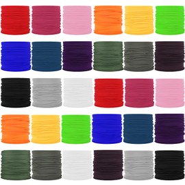 30 Pieces Neck Gaiter Headband Headwear Head Wrap Face Mask Magic Scarf Bandana for Workout Yoga Running Sports, Men and Women