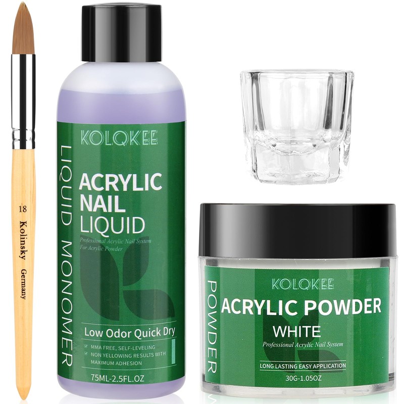Acrylic Nail Kit- White Acrylic Powder and Liquid Set with