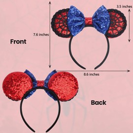 ETLUK Mouse Ears Headband, Spider Mouse Ears for Women Boys Adult Kids, Sequin Headband Park Ears for Trips Party Cosplay Costumes Accessories