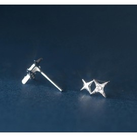 Silver 925 Earrings, Silver, Gold, 18K Coating, Pink Gold, Hypoallergenic, Star, Cool, Sterling Silver