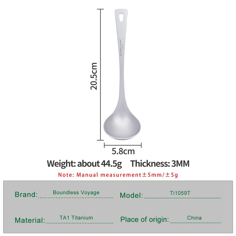 Boundless Voyage Titanium Ladle Durable Long Handle Soup Ladle Serving