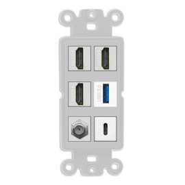 RiteAV 3 HDMI USB3 USBC Coax Wall Plate - Rocker [Gray/Gray]