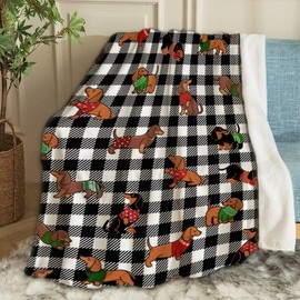 ARTBLANKET Dachshund Christmas Throw Blanket Fannel Fleece Super Soft Funny Blanket Travel Throw Blanket for Bed Couch Sofa 40 x 30 Inch for Baby