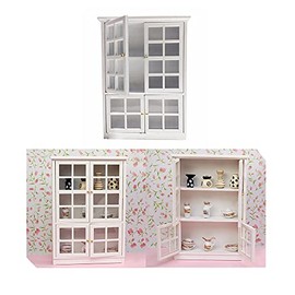 Acxico 1Pcs 1:12 Mini Miniature Furniture Kitchen Cabinet Cupboard Display Shelf Wood
