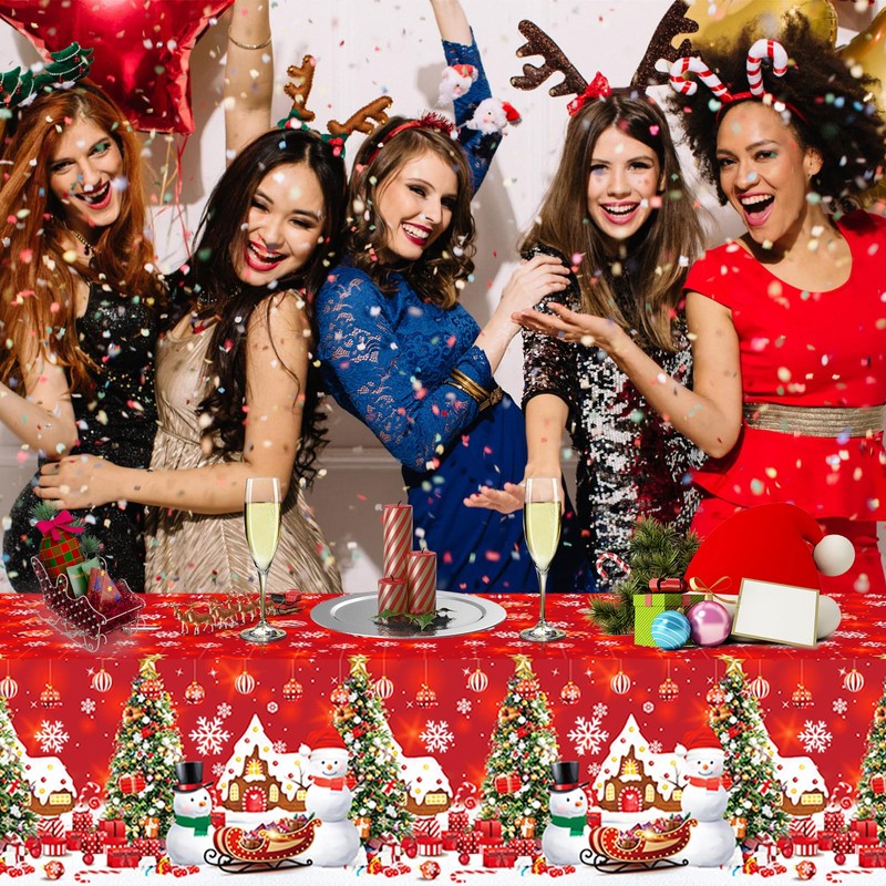 Gukasxi Christmas Table Cloth 2pcs Christmas Disposable Tablecloth 130 *