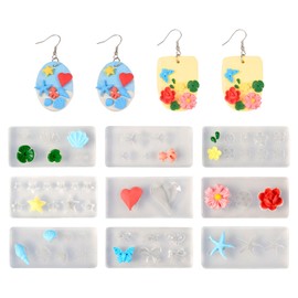 Craftdady - Moldes de silicona para uñas, diseño de flores, corazón, estrella, hojas, pequeños moldes de resina para fundición de resina epoxi UV, manualidades, decoración de orejas