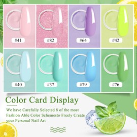 Honey Joy Honey Joy 8pcs/set Fine Dipping Powder Dip Kit Powder Nail Color System,Summer Light Pink Violet Yellow Purple Green Blue,Like Gel Polish Effect, Even & Smooth Finish (Dip-8pcs-05)
