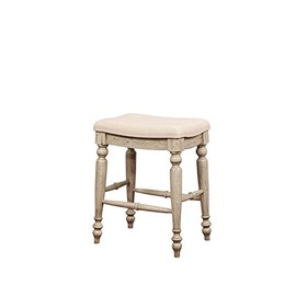 Riverbay Furniture 25" Backless Counter Stool in White Wash